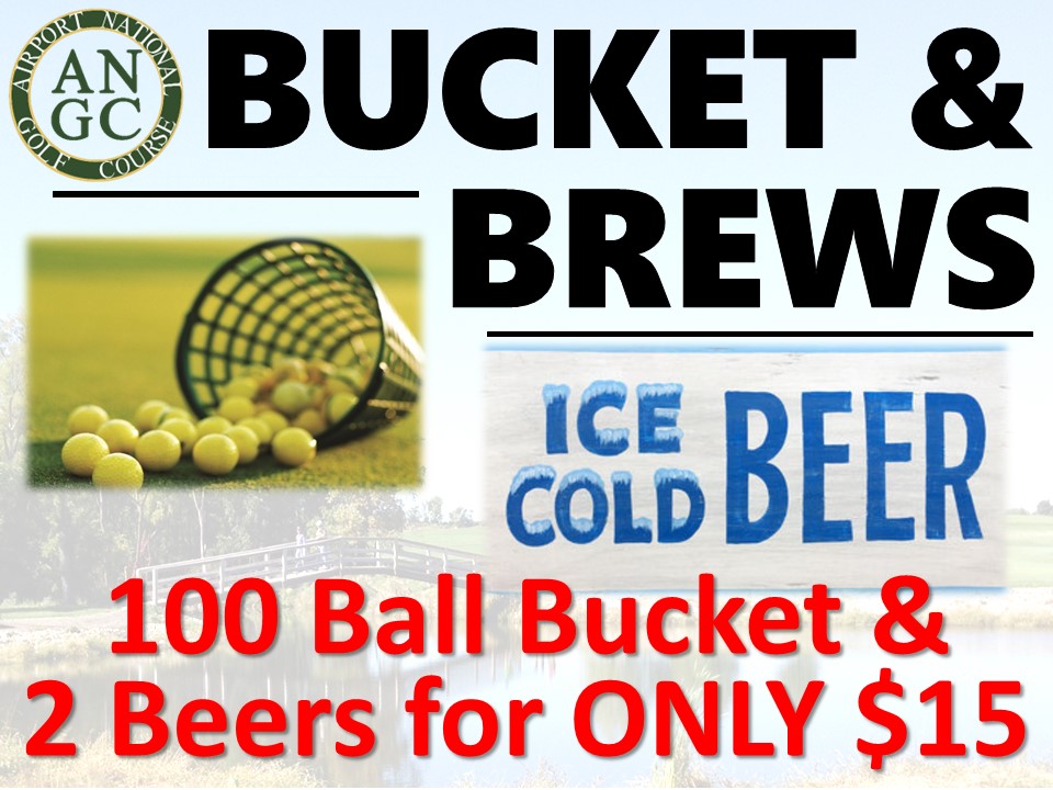 Driving Range Specials lunch on the range and bucket and brews